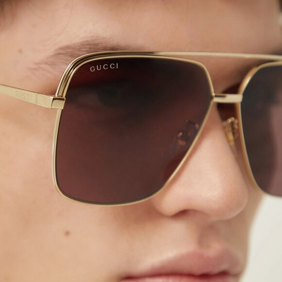 Gucci Women Sunglasses Gold Brown Aviator GG1676S NAVIGATOR 002 BRAND NEW main image 10